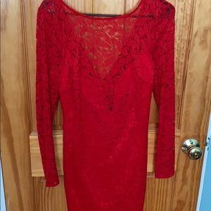 bebe red lace dress